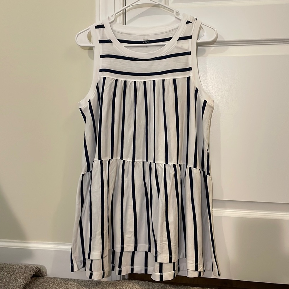NWT Crown & Ivy Peplum Striped Tank Size M